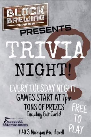 Live Trivia tonight!! Stop in and play!