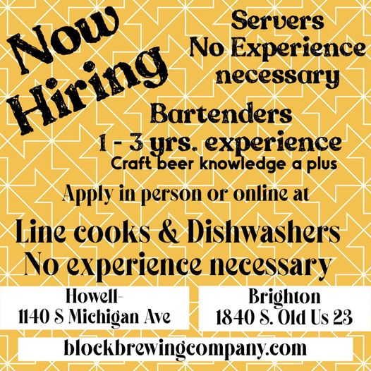 Block Brewing Company is hiring!